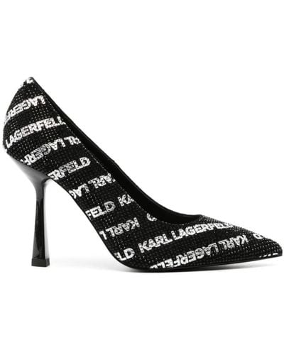 Karl Lagerfeld Scarpe nere con strass e monogramma - Nero