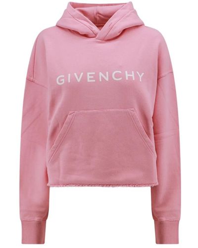 Givenchy Baumwoll-kapuzenpullover mit fransigem saum - Pink