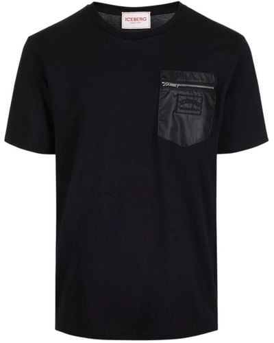 Iceberg Schwarzes logo t-shirt mit tasche