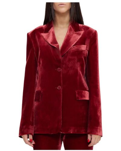Moschino Giacca lunga in velluto - Rosso