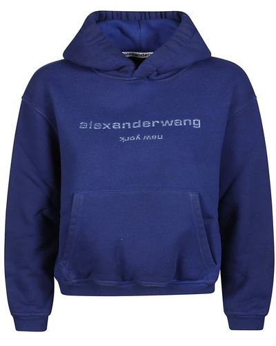 Alexander Wang Glitter puff logo shrunken sweatshirt - Blau