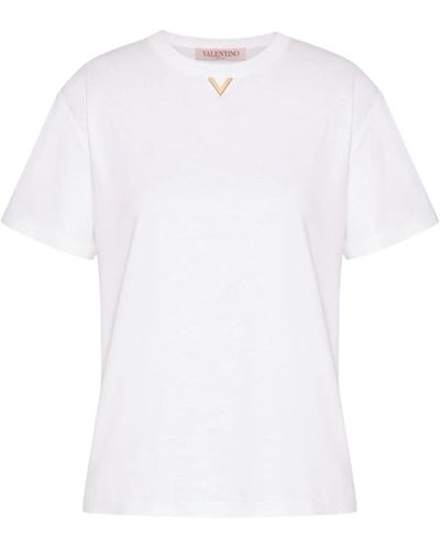 Valentino Garavani Weiße baumwoll-jersey v-logo t-shirt