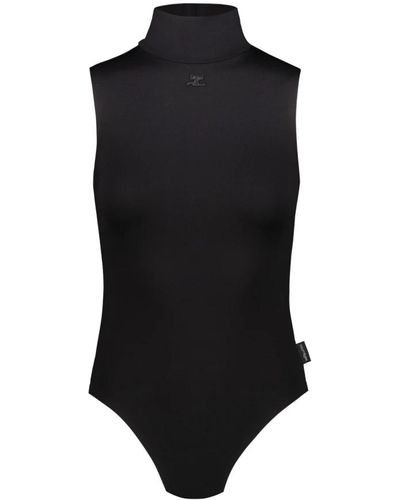 Courreges Mockneck techno jersey bodysuit - Negro