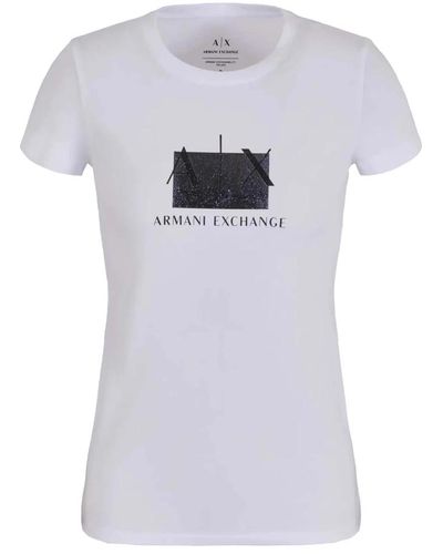 Armani Exchange Glitter logo tee casual shirt - Weiß