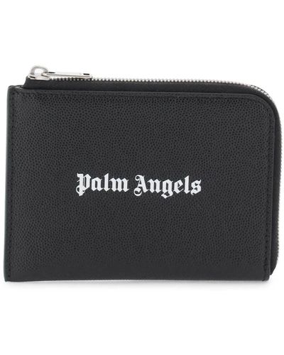 Palm Angels Mini-pouch aus genarbtem leder mit herausnehmbarem kartenhalter - Schwarz