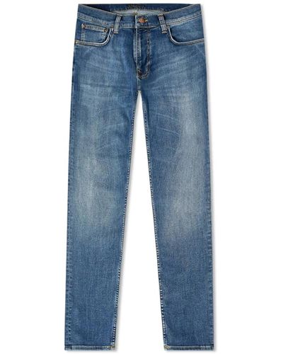Nudie Jeans Tight terry steel navy jeans in denim organico - Blu