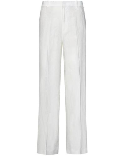 Ralph Lauren Pantalones de lino blanco pierna recta
