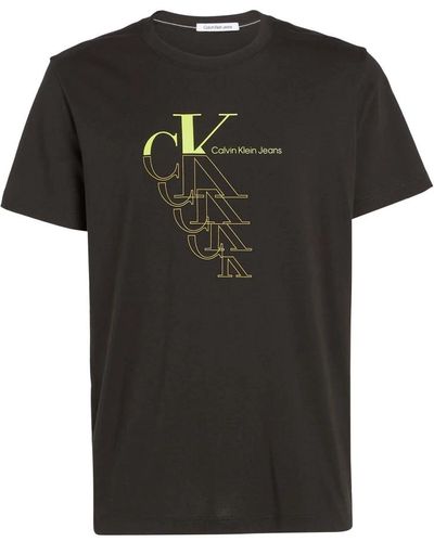 Calvin Klein Monogramm t-shirt mit echo graphi design - Schwarz