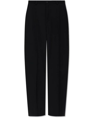 Balenciaga Pantalones oversize con pliegues delanteros - Negro