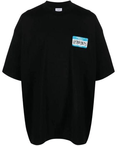 Vetements Magliette nera con stampa logo - Nero