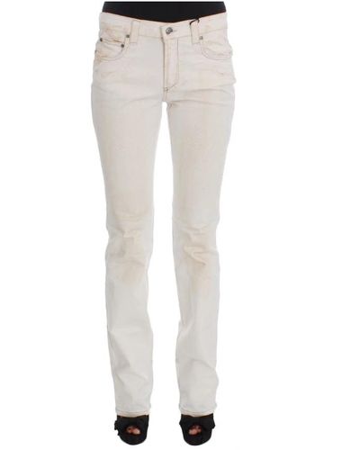 CoSTUME NATIONAL Costumi nazionali in cotone bianco slim fit shootcut jeans - Grigio
