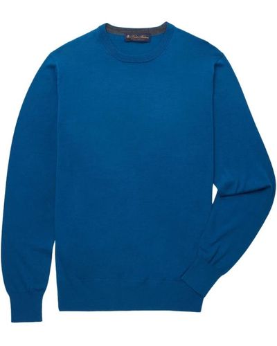 Brooks Brothers Maglione in lana merino a girocollo - Blu