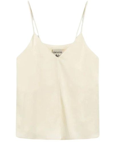 Semicouture Sleeveless Tops - Natural