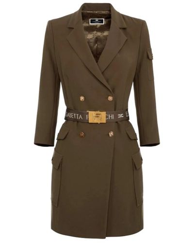 Elisabetta Franchi Maxi abito cappotto in crepe con maxi tasche - Verde