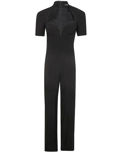 Balmain Plunge Detailed Fitted Waistline Jumpsuit - Black