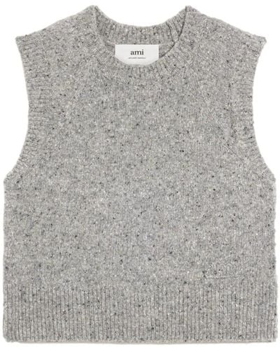 Ami Paris Sleeveless Knitwear - Grey