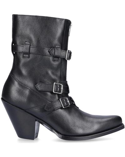 Celine Biker boot medium boot decorative buckle - Negro