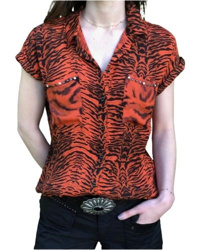 Mason's Camicia a maniche corte con stampa tigrata - Rosso