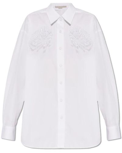 Stella McCartney Baumwollshirt mit blumenmuster - Weiß