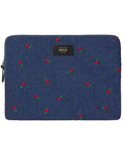 Wouf Bestickte rosen laptop-hülle - Blau