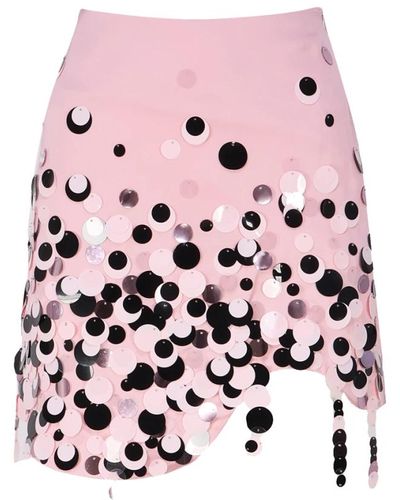 Art Dealer Falda mini rosa con lentejuelas asimetría
