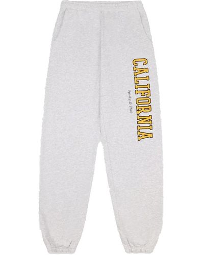 Sporty & Rich California pantaloni da tuta grigi upgrade elastico logo - Bianco