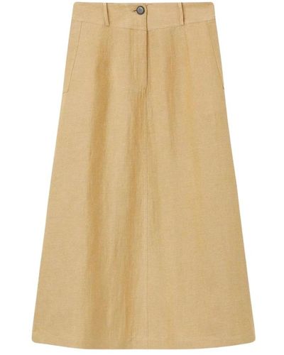 Pomandère Falda de algodón y lino con botones diagonales - Neutro