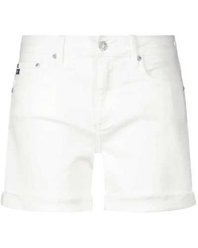 AG Jeans Shorts de mezclilla casual con dobladillo abierto - Blanco