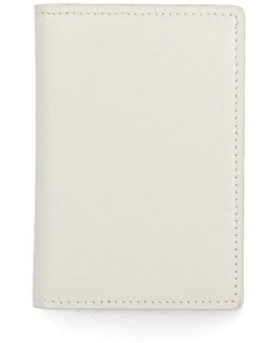 Maison Margiela Ivory pebbled leather card holder - Weiß
