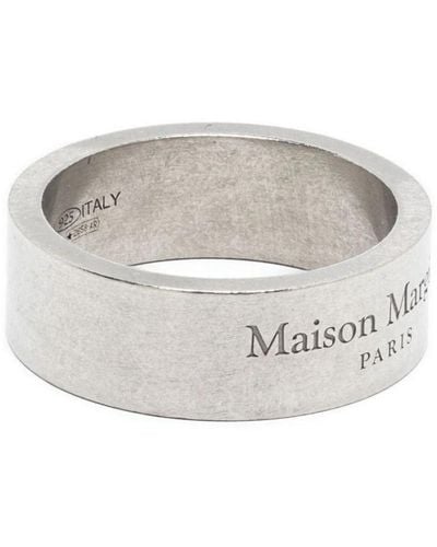 Maison Margiela Logo-gravierter silberbandring - Weiß