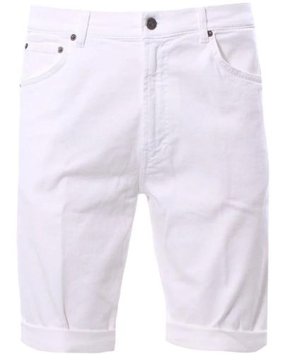 Dondup Weiße bermuda-shorts mit metall-logo - Blau