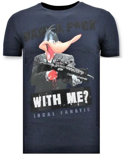 Local Fanatic T-shirt druck - entenjagd gewehr - 11-6368b - Blau