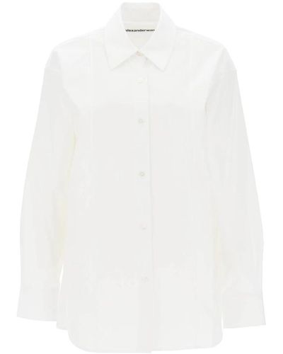 Alexander Wang Popeline hemd mit strasssteinen - Weiß