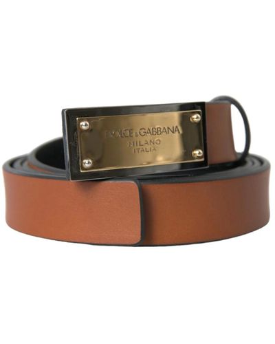 Dolce & Gabbana Braunes leder-logo-gürtel
