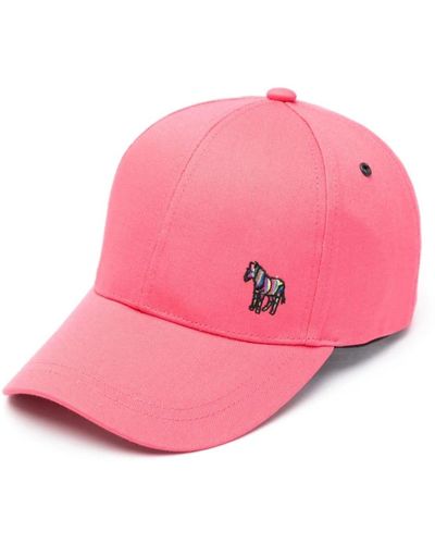 PS by Paul Smith Cappello rosa in cotone con logo ricamato e visiera curva