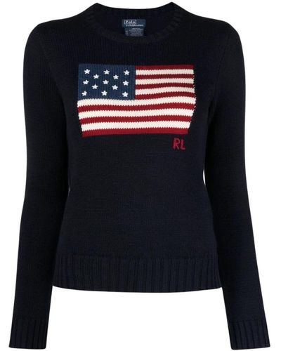 Ralph Lauren Blaue pullover flag pullover - Schwarz