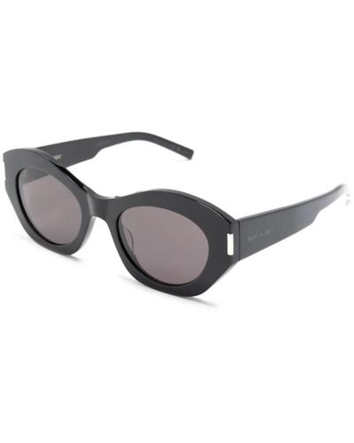 Saint Laurent Schwarze sonnenbrille mit originalzubehör - Grau