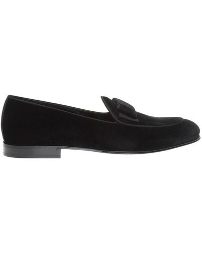 Dolce & Gabbana Velvet Loafers With Bow Tie - Noir