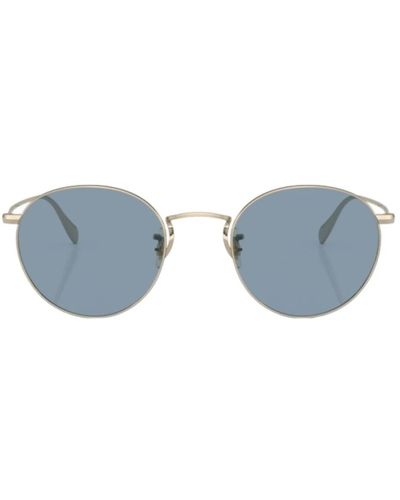Oliver Peoples Goldene runde sonnenbrille - Blau