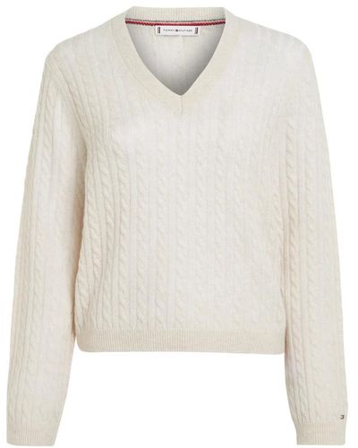 Tommy Hilfiger Knitwear > v-neck knitwear - Blanc