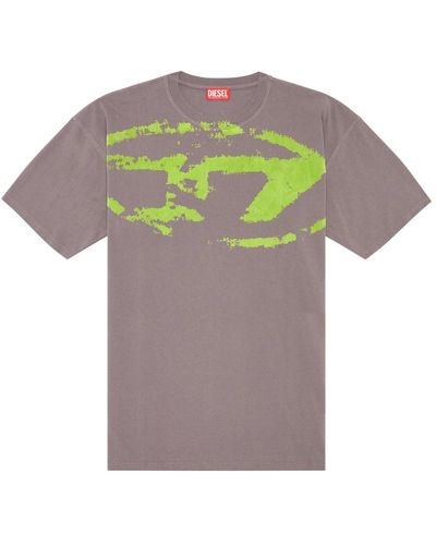 DIESEL T-shirt mit beflocktem distressed-logo - Grau