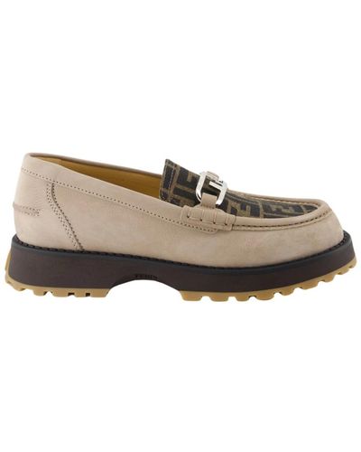 Fendi Slip-on loafers mit dicker sohle und bedrucktem logo - Braun