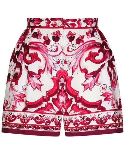 Dolce & Gabbana Shorts fuchsia a vita alta - Rosso