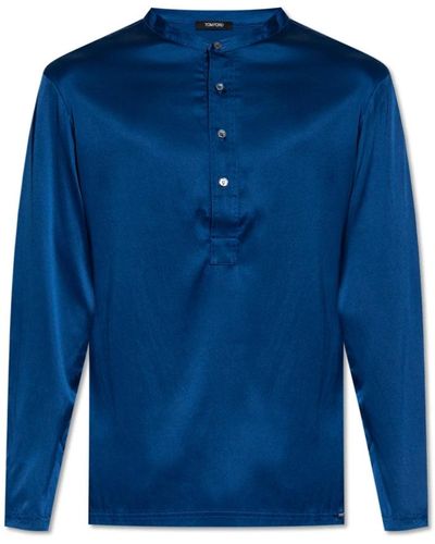 Tom Ford Top pigiama in seta - Blu