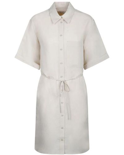 Calvin Klein Lockerer leinenmischhemdkleid - Weiß
