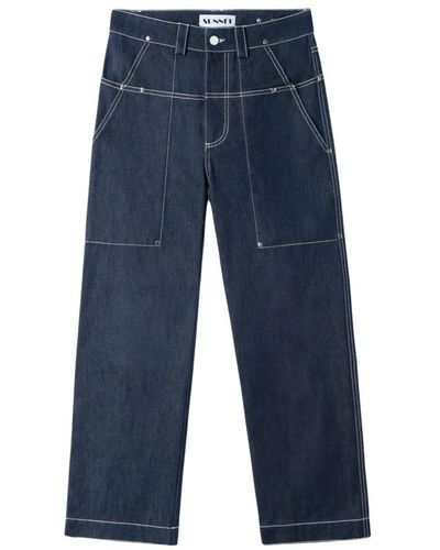 Sunnei Jeans in denim scuro con cuciture a contrasto - Blu