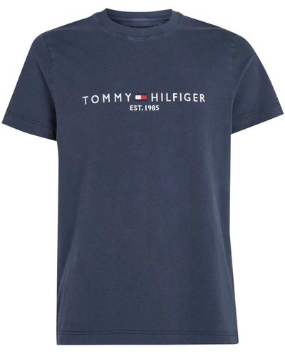 Tommy Hilfiger Stilvolles garment dye t-shirt - Blau