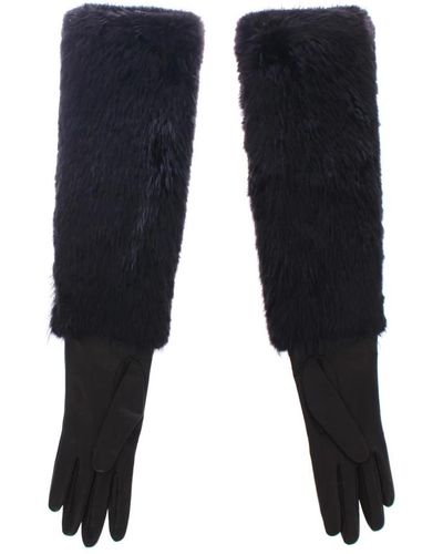 Dolce & Gabbana Luxuriöse beaver fur lambskin ellenbogenhandschuhe - Blau