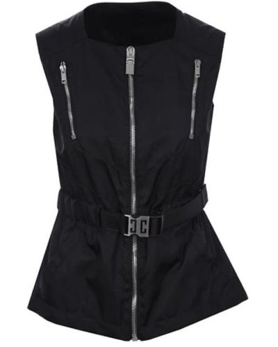 Givenchy Giacca in nylon nero con scollatura quadrata e chiusura con zip
