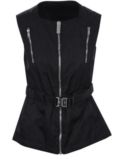 Givenchy Schwarze nylonjacke mit quadratischem ausschnitt und reißverschluss